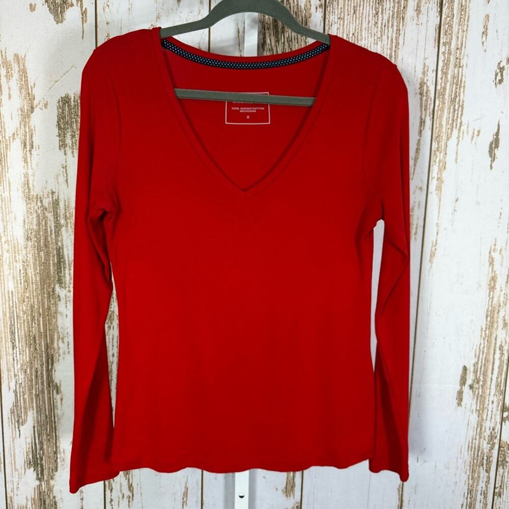 Charter Club, Bold Red V-Neck Long Sleeve Top. Size Small. Pristine condition!